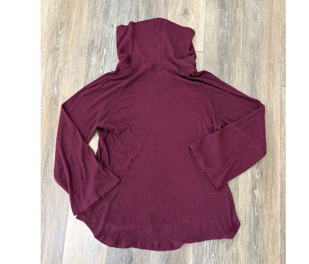 Maeve Anthropologie Ribbed Top Large Cowl Neck Burgundy Cozy